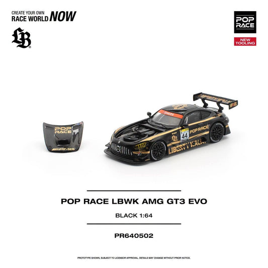 Pop Race 1:64 LBWK AMG GT3 EVO Black *New Tooling* #0502