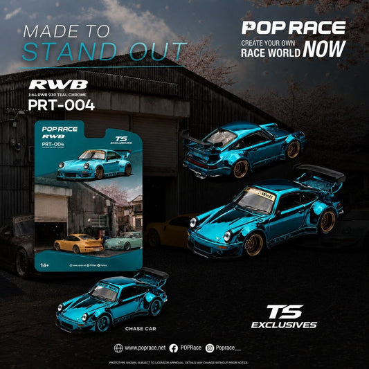 Pop Race x TS Exclusives 1:64 RWB 930 Teal Chrome