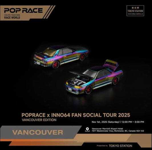 Pop Race XCARTOYS 1:64 APA XPO 2025 Exclusive Skyline GT-R R32 Chrome Chameleon