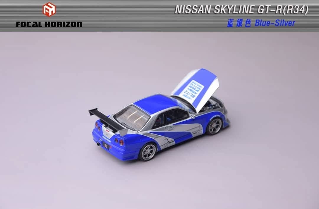 Focal Horizon 1:64 Diecast Nissan Skyline GT-R R34 C-West Customized NFS Livery