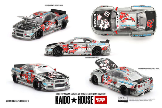 Kaido House x Mini GT 1:64 Nissan Skyline GT-R (R34) Kaido Star Racing V1 #197