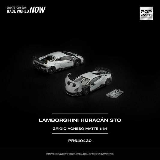 Pop Race 1:64 Lamborghini Huracan STO Grigio Acheso Matte