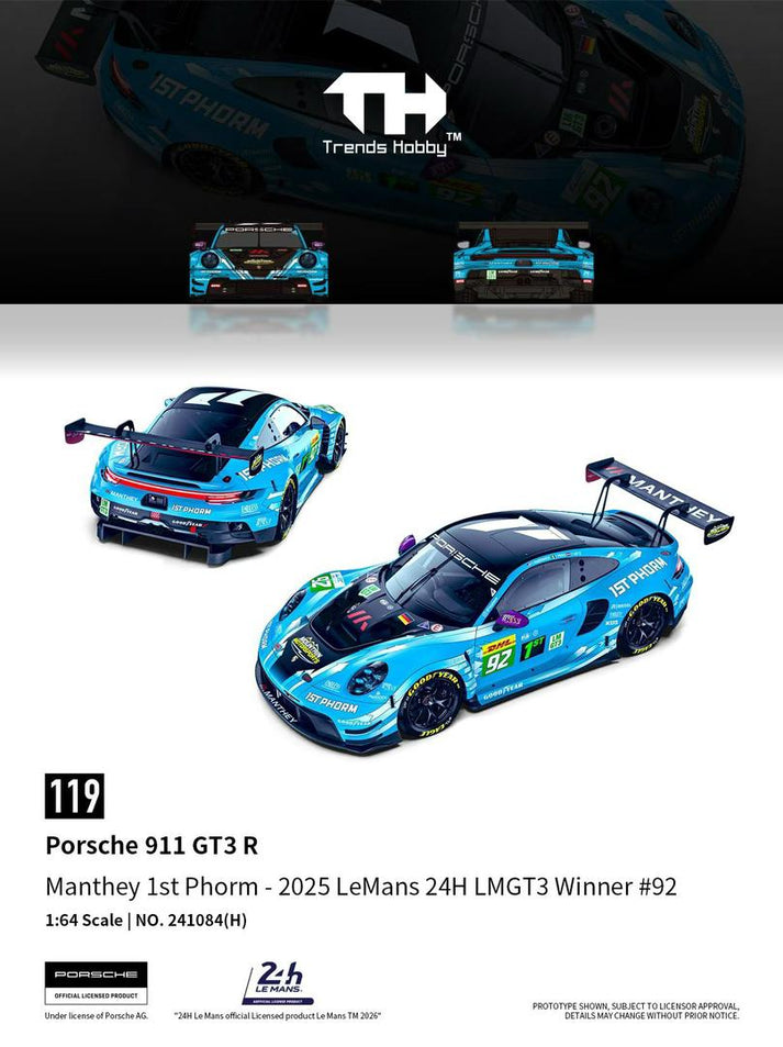 Trends Hobby 1:64 2025 Porsche 911 GT3 R #92 LeMans 24H Blue