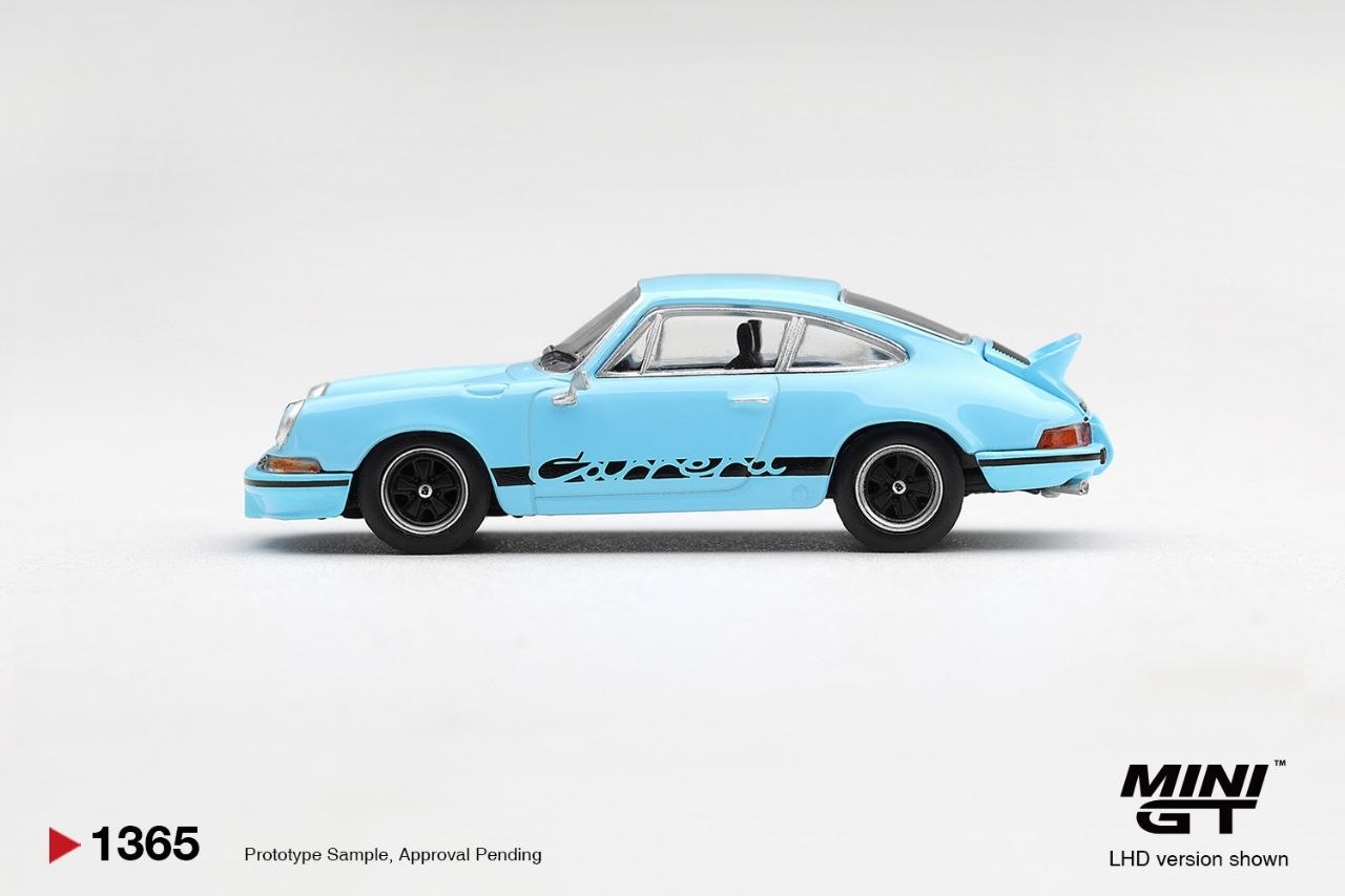 Mini GT 1:64 Porsche 911 Carrera RS 2.7 Gulf Blue with Black Livery #1365
