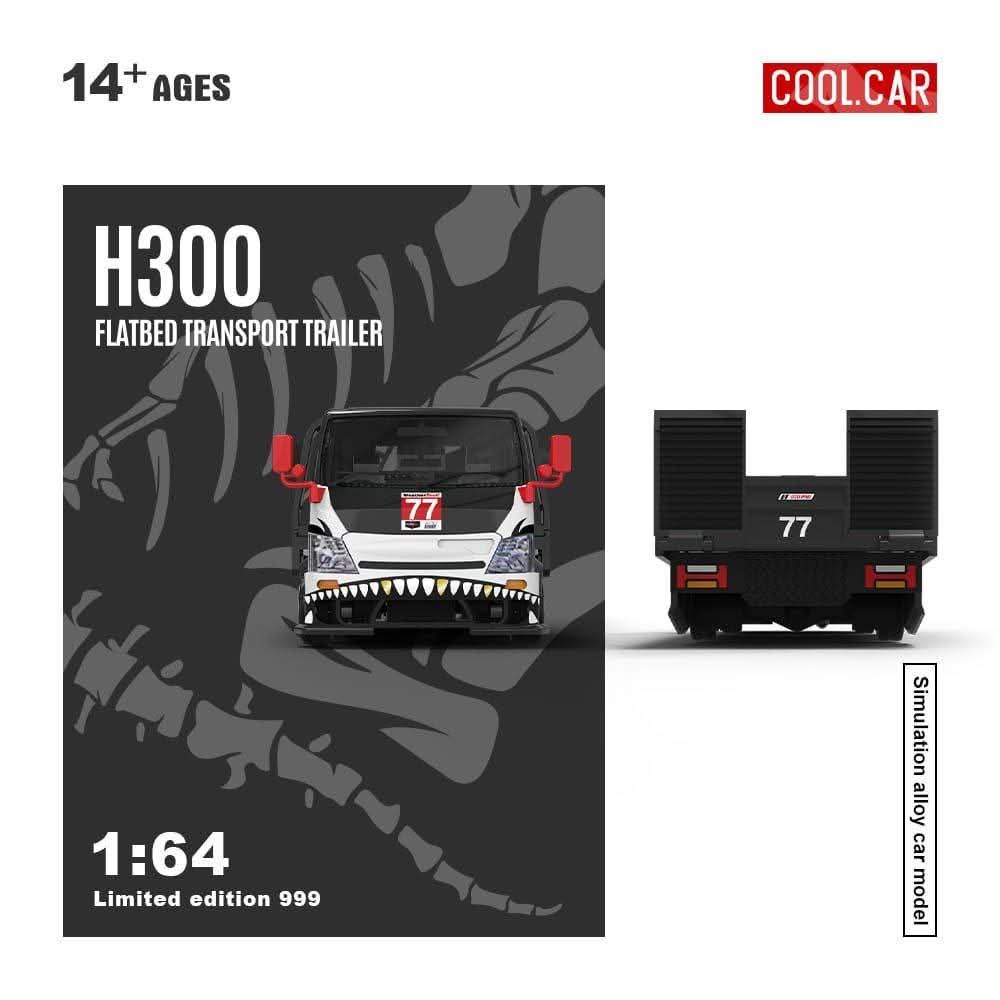 Cool Car 1:64 H300 Flatbed Transport Trailer Skeleton Rexy #77 Alloy Diecast