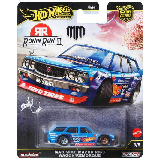 Hot Wheels Premium Car Culture Ronin Run Diecast Car Mad Mike Mazda RX-3 Wagon 1:64 Scale