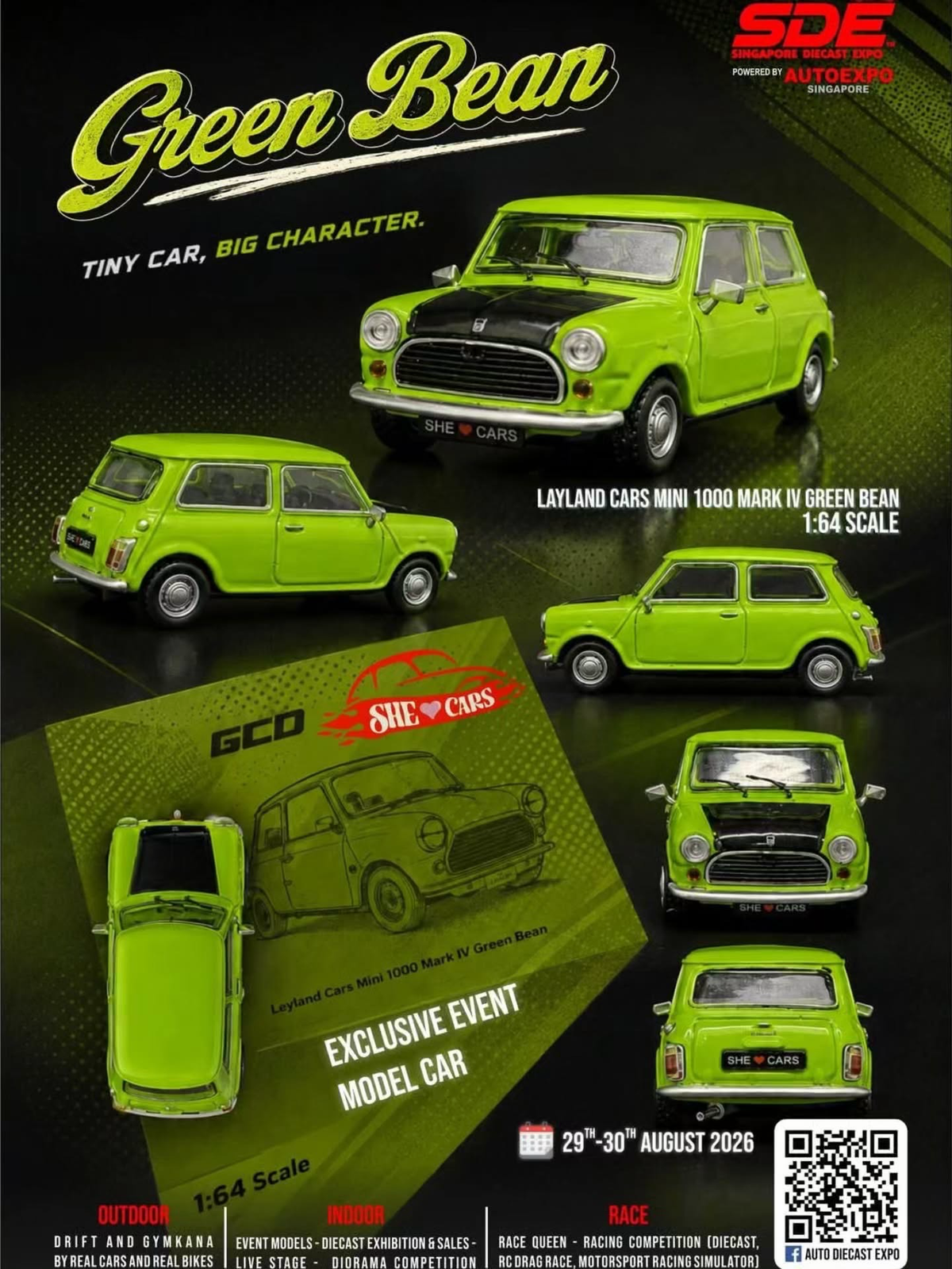 GCD Layland Cars Mini 1000 Mark IV Green Bean 2026 Singapore Auto Expo