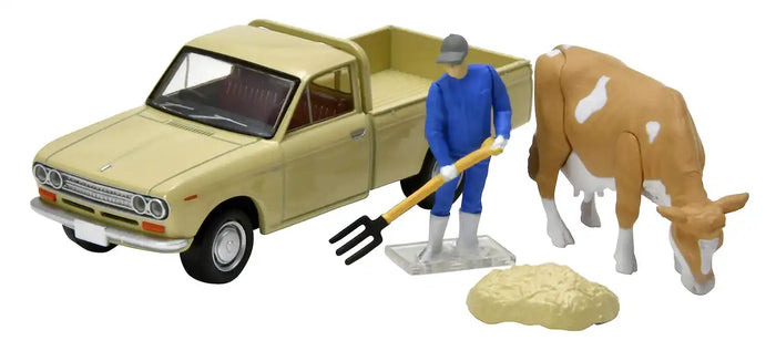 Tomica Limited Vintage 1:64 Datsun 1300 Truck Light Brown with Figure