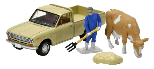 Tomica Limited Vintage 1:64 Datsun 1300 Truck Light Brown with Figure