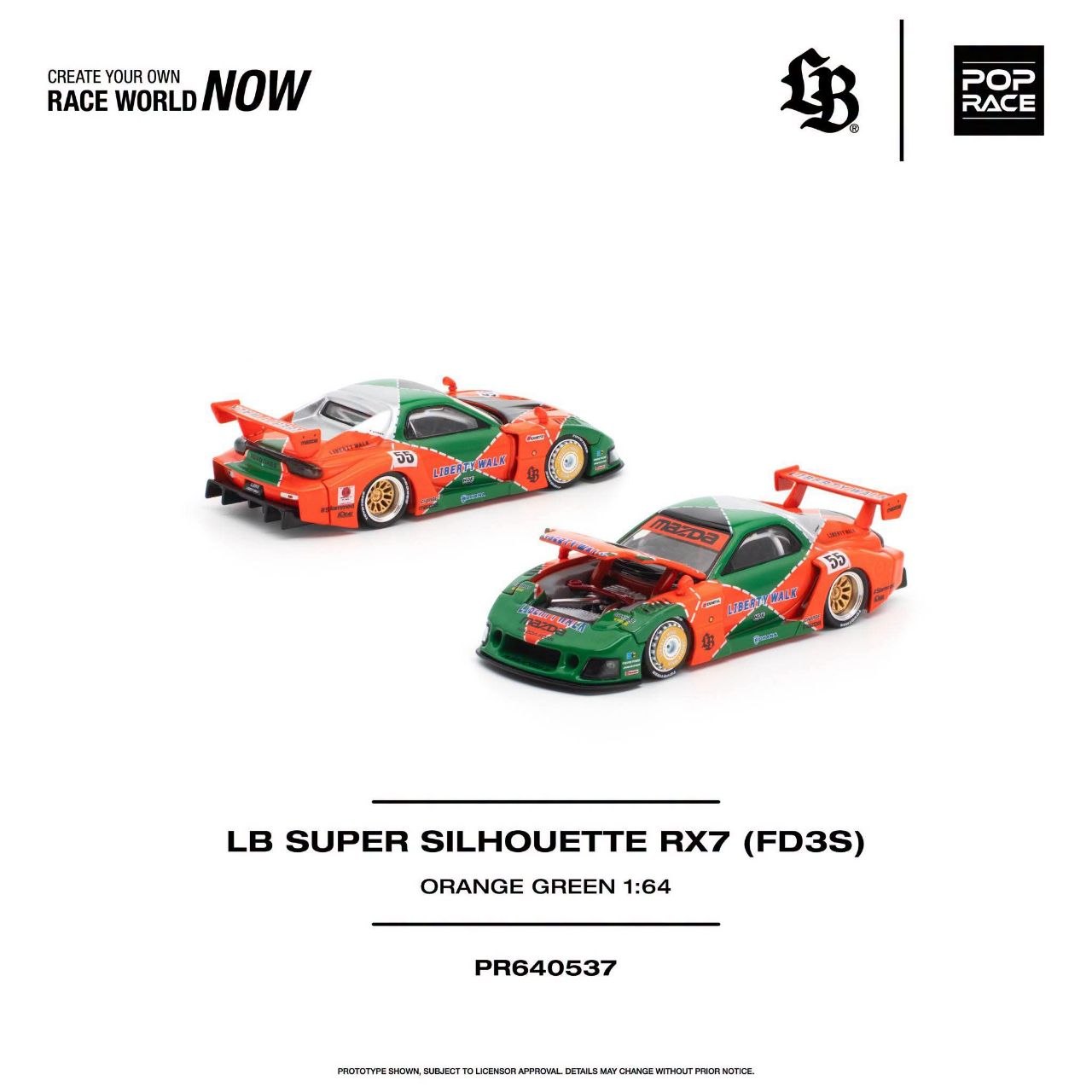 Pop Race 1:64 LB SUPER SILHOUETTE RX7 (FD3S) #0537