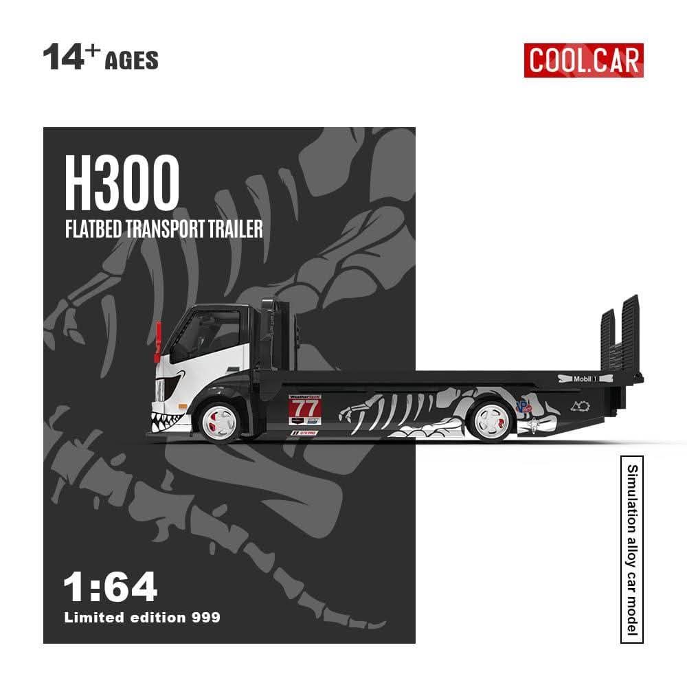 Cool Car 1:64 H300 Flatbed Transport Trailer Skeleton Rexy #77 Alloy Diecast