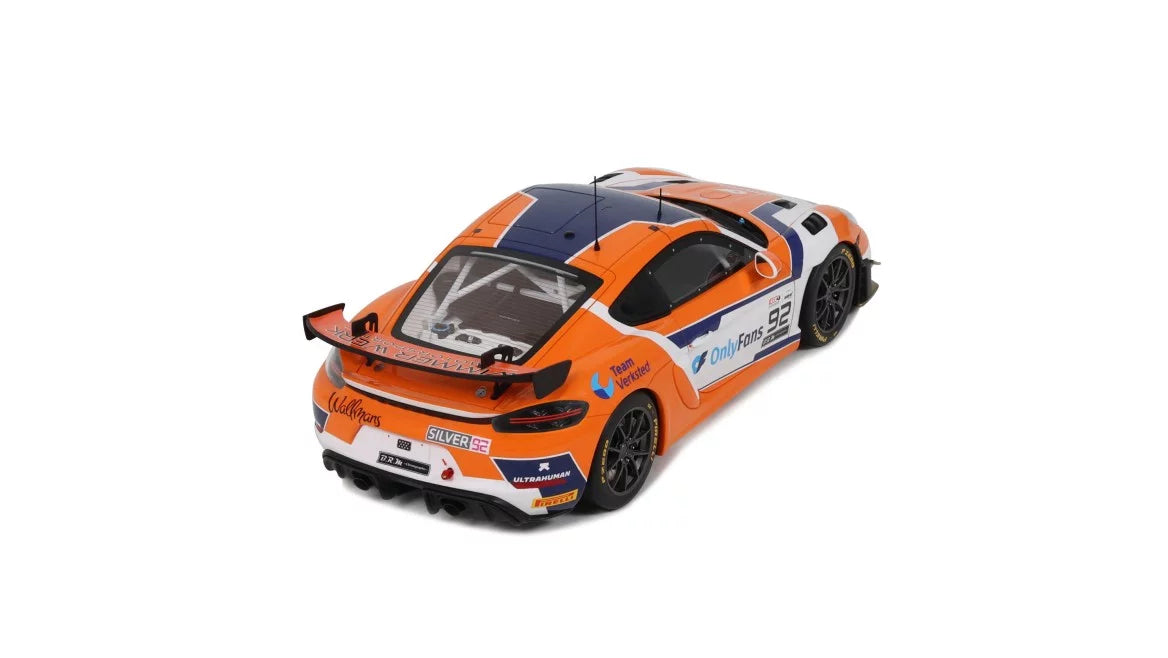 Ottomobile 1:18 2024 Porsche 718 Cayman GT4 RS Clubsport #92 E.Hayerdahl/N.Maloy GT4 European Series *Resin Series* Orange/White OT1235