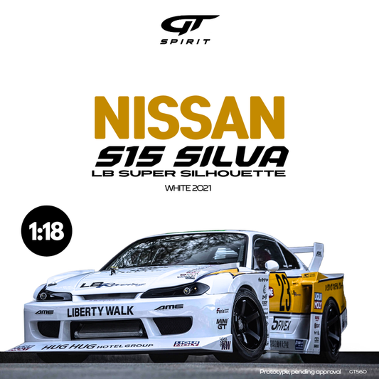 GT Spirit 1:18 Scale Resin 2021 Nissan S15 Silva LB Super Silhouette White - GT560