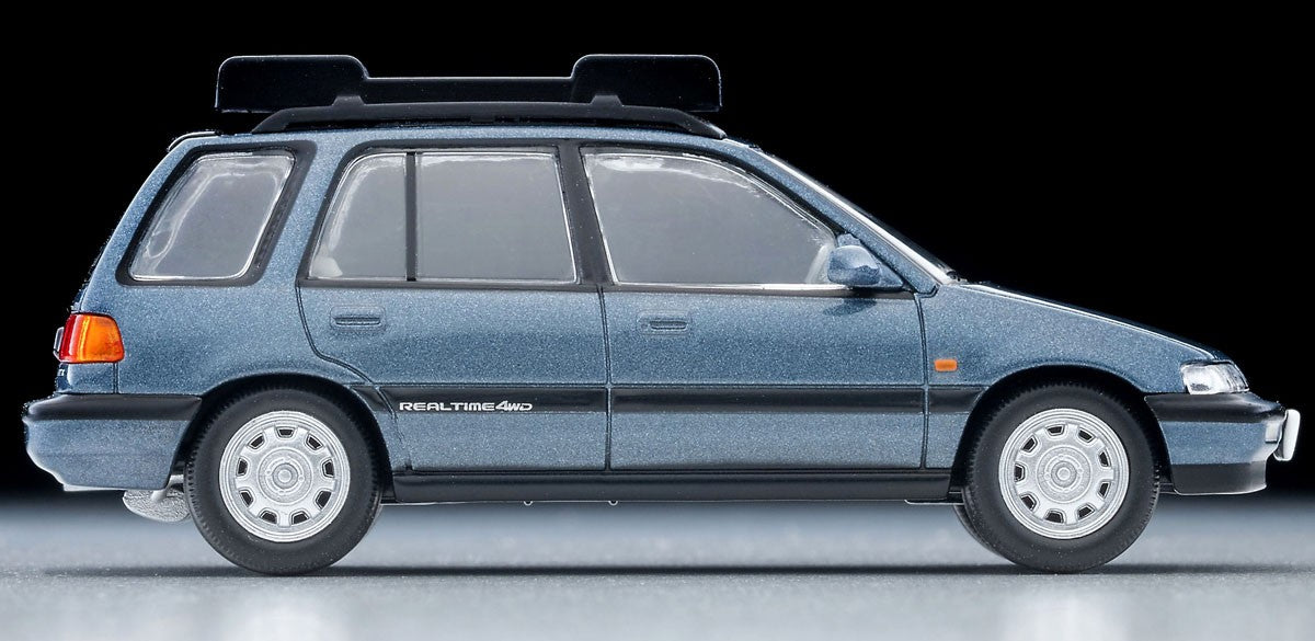 Tomica Limited Vintage 1:64 1990 Honda Civic Shuttle RT X with Figure and Mountain Bike Blue