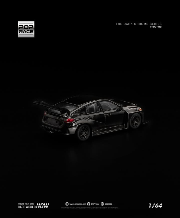 Pop Race 1:64 Honda Civic FL5 TCR Dark Chrome PRDC012