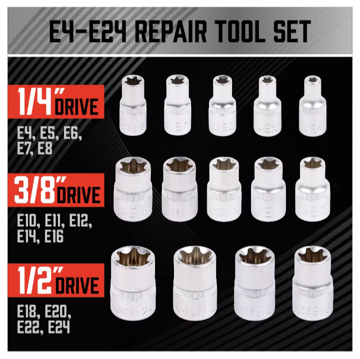 SEDY 14pcs Female E Torx Star Bit Socket Set 96038