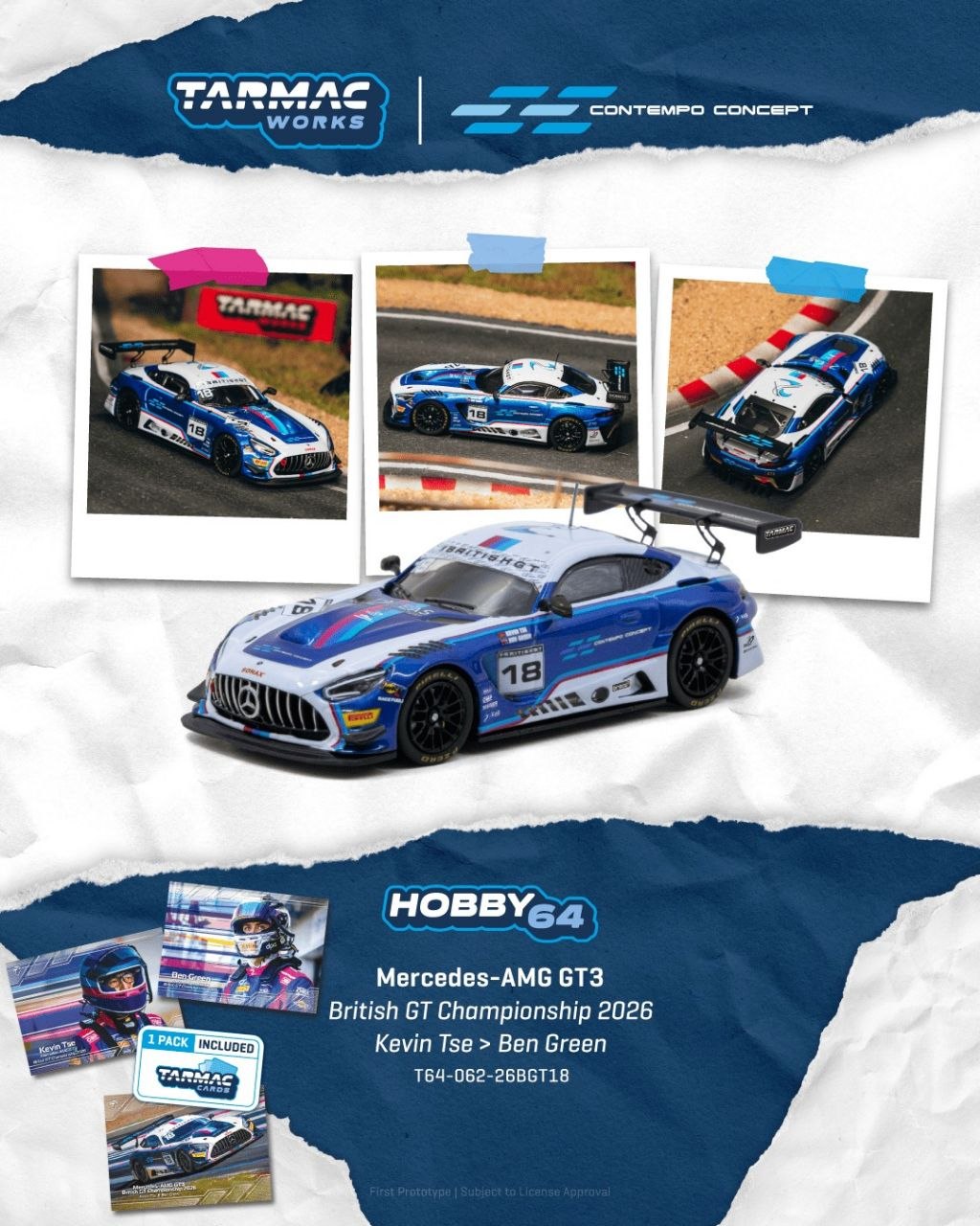 Tarmac Works 1:64 Mercedes-AMG GT3 British GT Championship 2026 Kevin Tse/Ben Green
