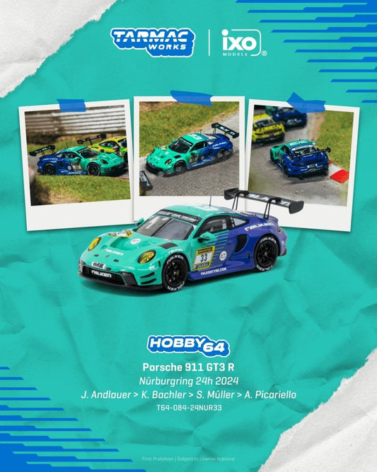 Tarmac Works 1:64 2024 Porsche 911 (992) GT3 #33 Julien Andlauer Nurburgring 24h Blue
