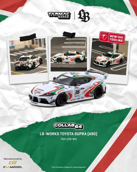 Tarmac Works 1:64 LB-WORKS Toyota Supra(A90) Castrol Tribute White
