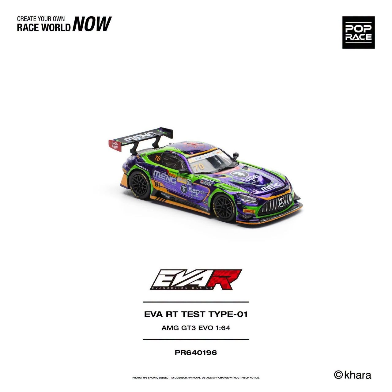 Pop Race 1:64 EVA RT TEST TYPE 01 AMG GT3 EVO MACAU GP 2023 #0196