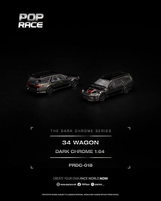 Pop Race 1:64 R34 Wagon Dark Chrome PRDC018