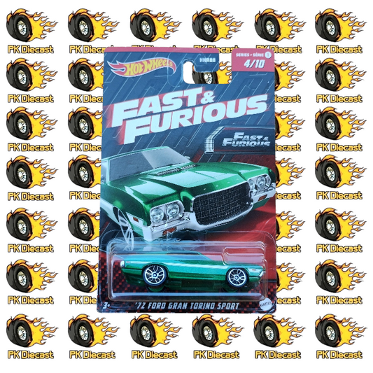Hot Wheels 1:64 Fast and Furious Series 1 '72 Ford Gran Torino Sport 4/10 *Damaged Card*