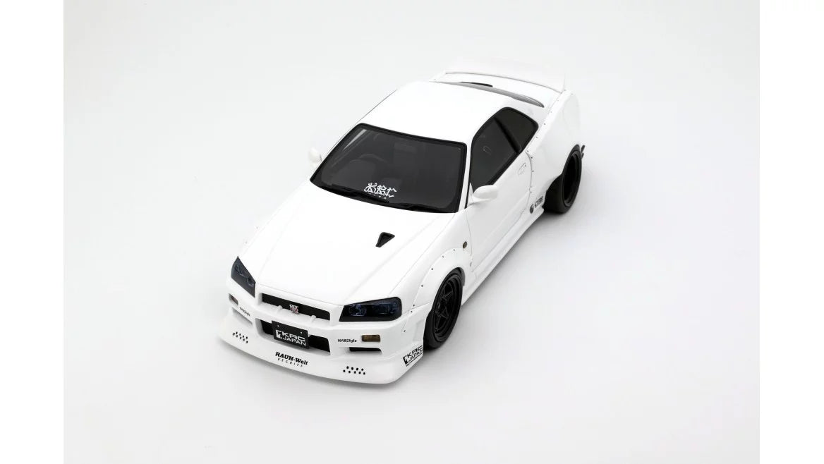 Ottomobile 1:18 Nissan Skyline GT-R R34 KRC Body Kit Pearl White QX1 2019 OT1135