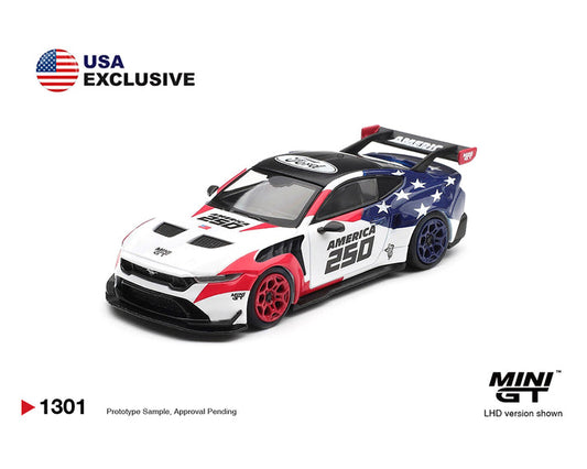 Mini GT 1:64 Ford Mustang GTD AMERICA 250 USA EXCLUSIVE (LHD) Blister Packaging #1301