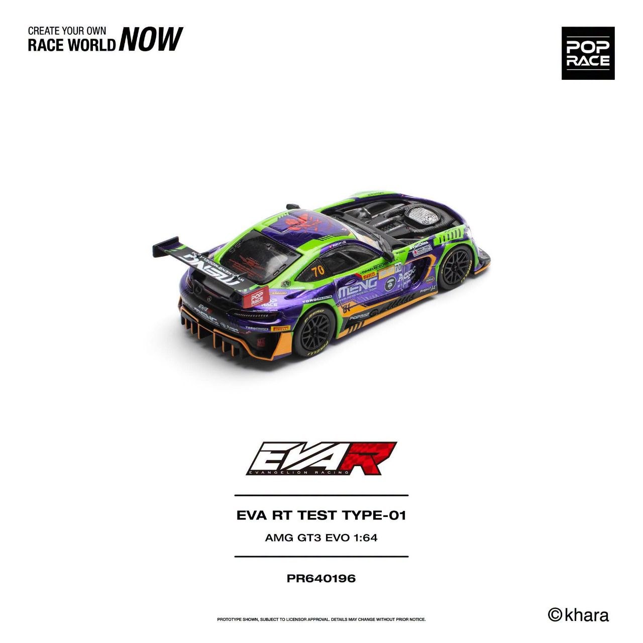 Pop Race 1:64 EVA RT TEST TYPE 01 AMG GT3 EVO MACAU GP 2023 #0196
