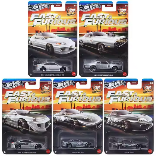 Hot Wheels 1:64 Silver Series Fast & Furious Silver Bodies Set of 5