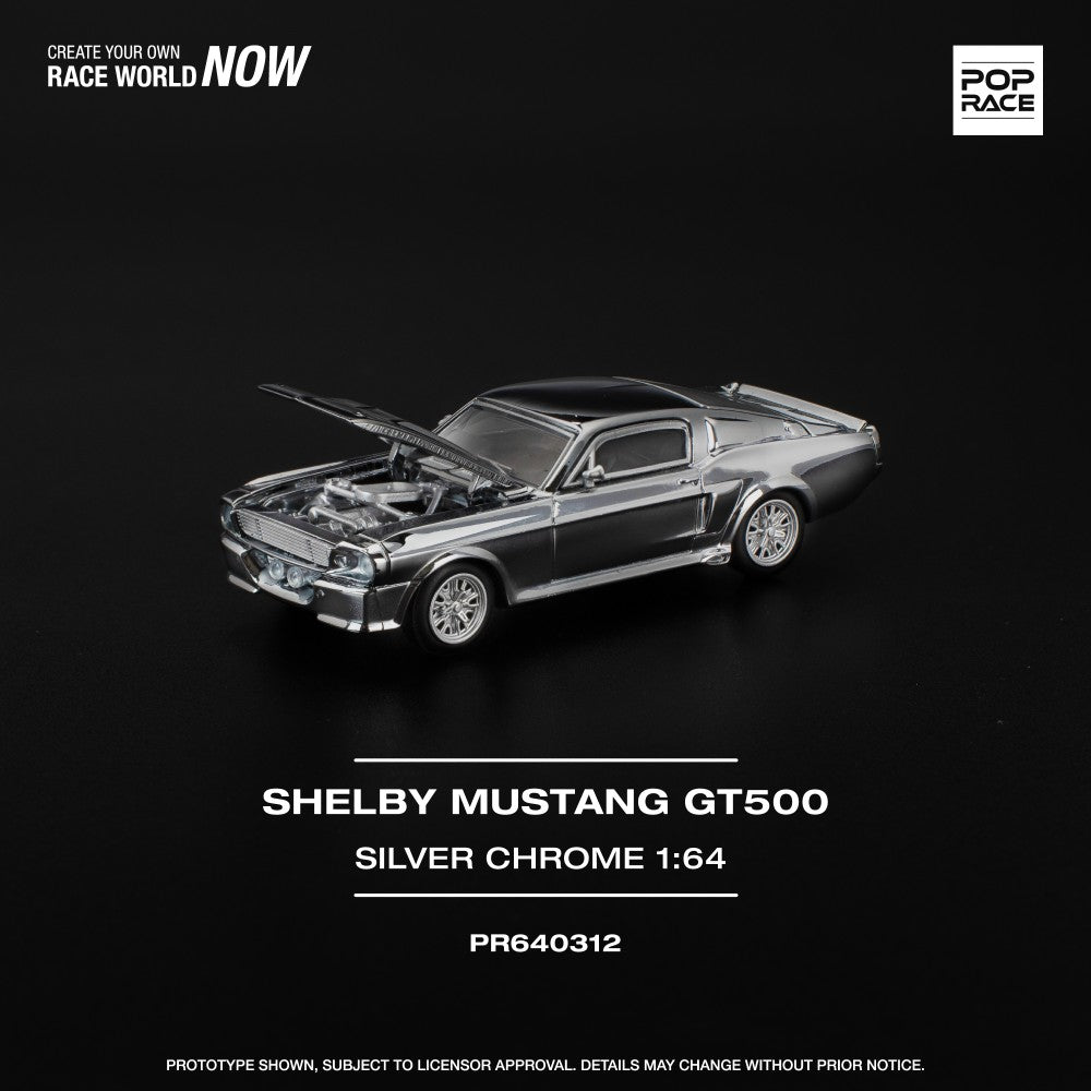 Pop Race 1:64 Shelby Mustang GT500 Silver Chrome PR640312