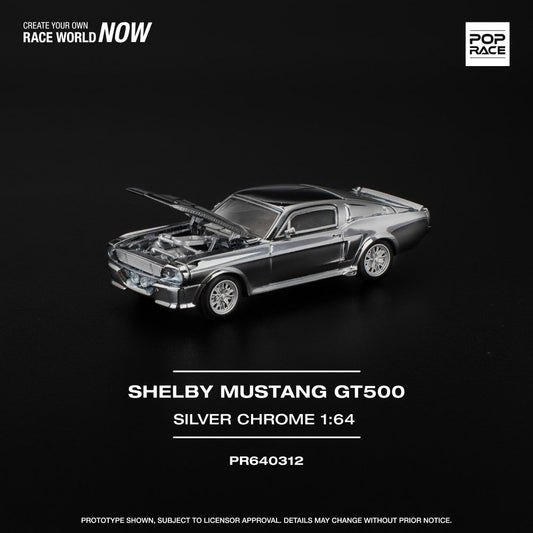 Pop Race 1:64 Shelby Mustang GT500 Silver Chrome PR640312