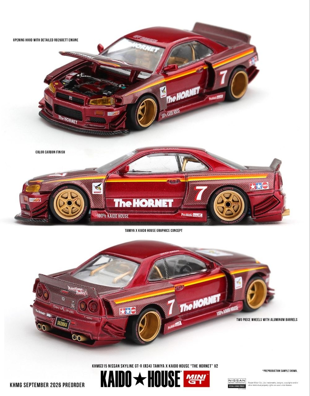Kaido House x Mini GT 1:64 Nissan Skyline GT-R (R34) TAMIYA x KAIDO HOUSE "The Hornet" V2 #315