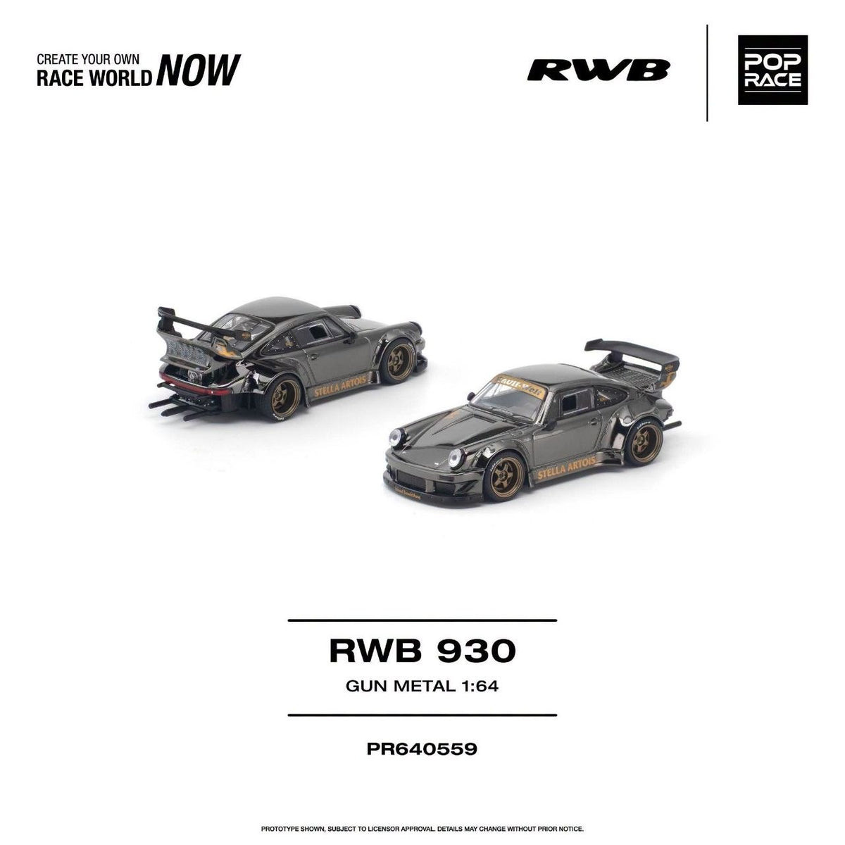 Pop Race 1:64 RWB 930 GUN METAL PR640559