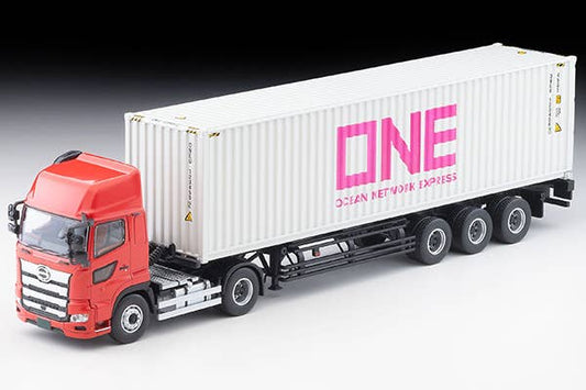 Tomica Limited Vintage 1:64 Hino Profia 40ft Marine Container Trailer (Toho Sharyo TC36H1C34) Ocean Network Express Gray Container