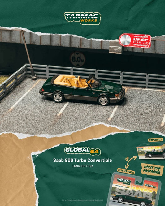Tarmac Works 1:64 1997 Saab 900 Turbo Cabriolet Dark Green