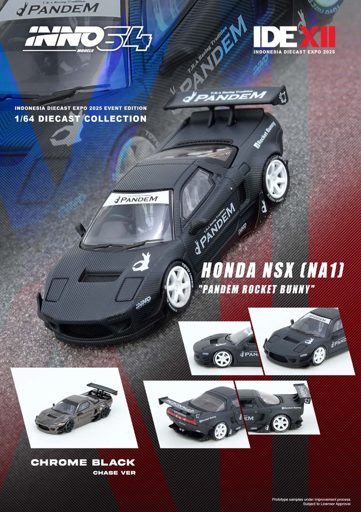 Inno64 Honda NSX (NA1) “Pandem Rocket Bunny” Black Carbon IDE-XII 2025 Indonesia Diecast Expo