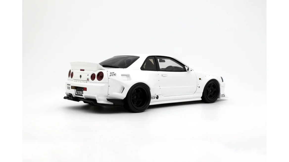 Ottomobile 1:18 Nissan Skyline GT-R R34 KRC Body Kit Pearl White QX1 2019 OT1135