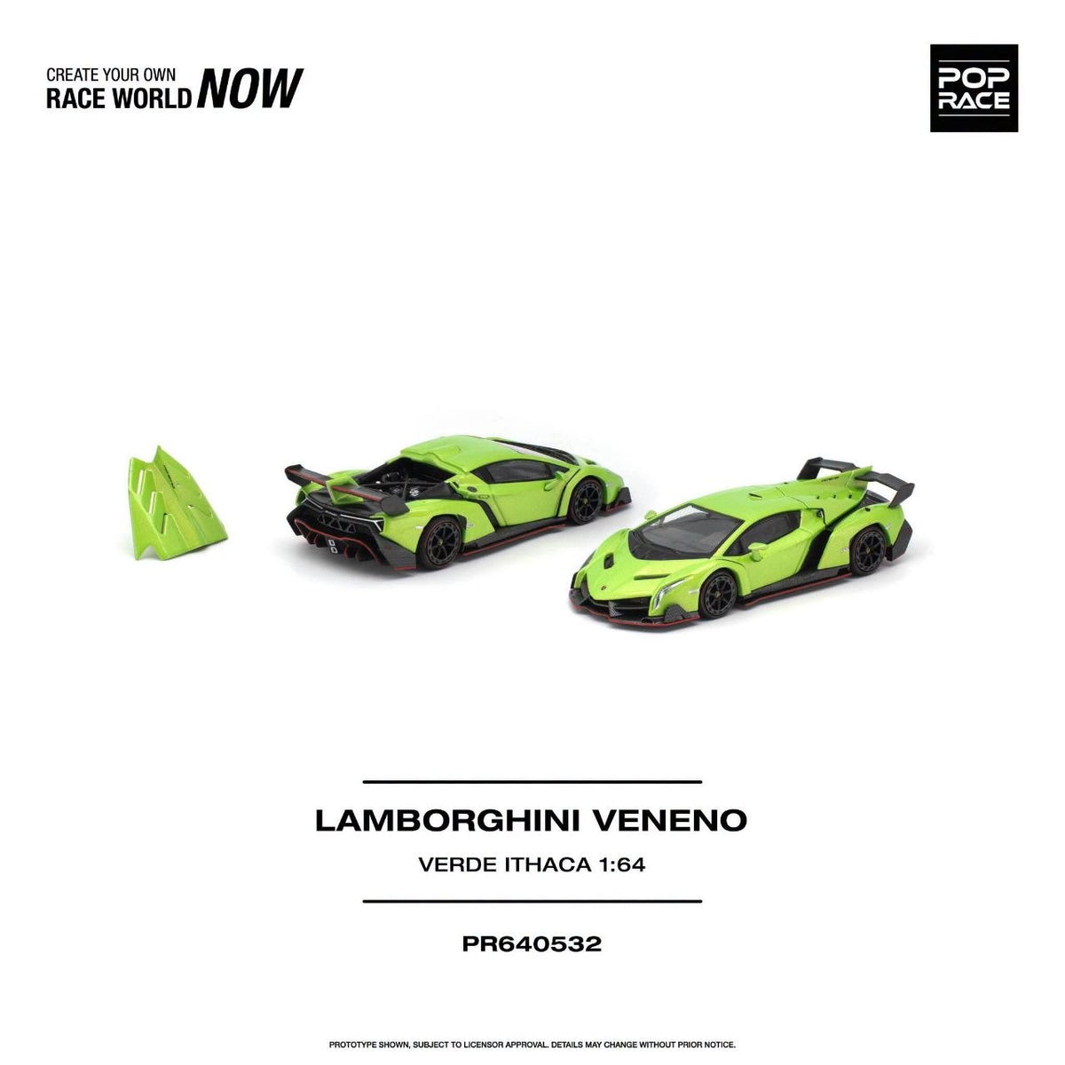 Pop Race 1:64 Lamborghini Veneno Verde Ithaca PR640532