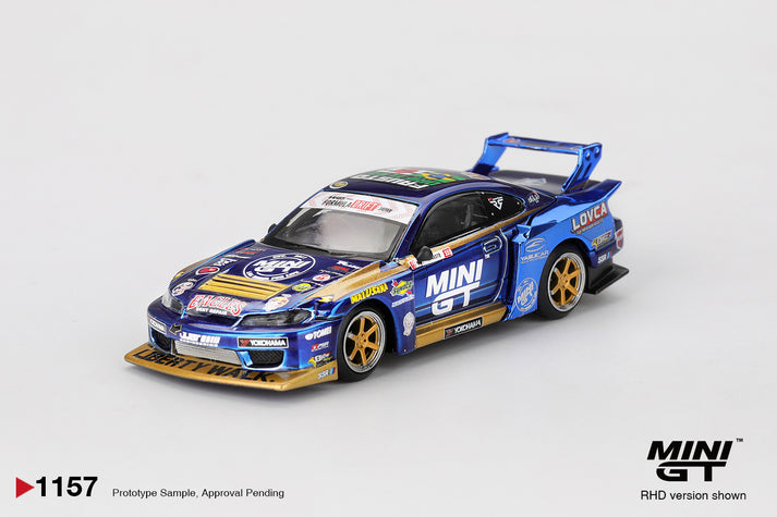 Mini GT 1:64 Nissan Silvia (S15) LB-Super Silhouette #555 Team MINI GT Liberty Walk 2025 Formula Drift #1157
