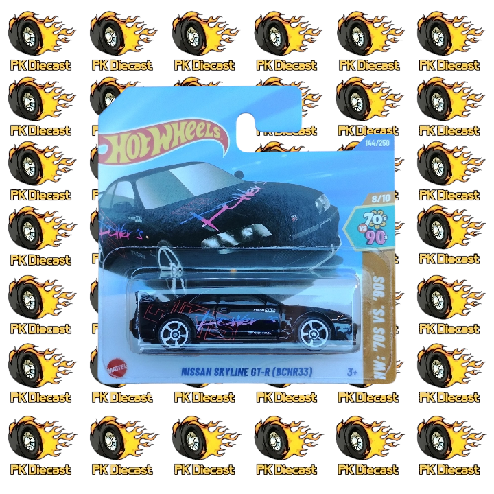 Hot Wheels 1:64 Mainline Nissan Skyline GT-R (BCNR33) Black 144/250 70s Vs 90s Short Card