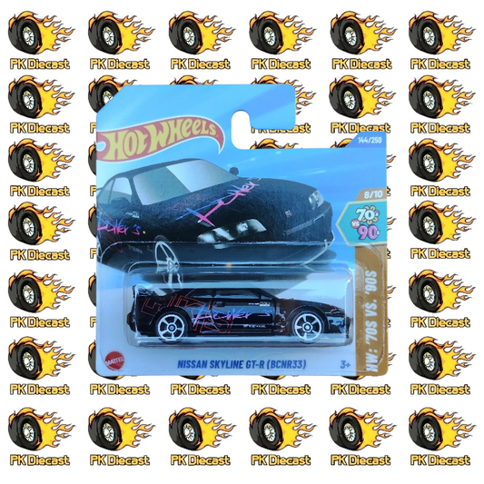 Hot Wheels 1:64 Mainline Nissan Skyline GT-R (BCNR33) Black 144/250 70s Vs 90s Short Card