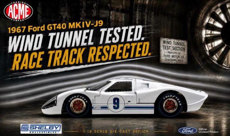Acme Diecast 1:18 1967 Ford GT40 MK MIV #9 - J9 Wimbledon White
