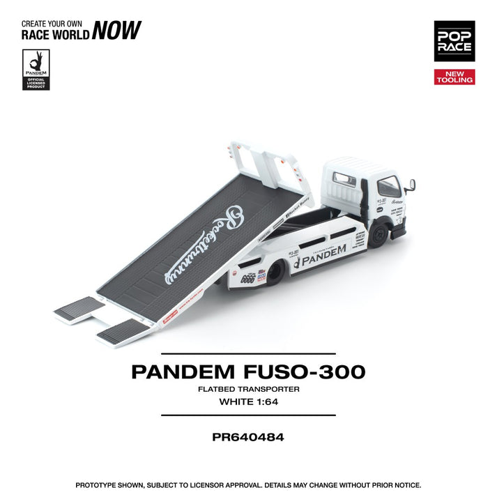 Pop Race 1:64 Pandem Fuso 300 Flathead Transporter White *NEW TOOLING* PR640484