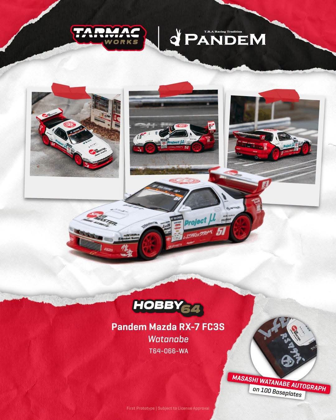 Tarmac Works 1:64 Pandem Mazda RX-7 FC3S Watanabe