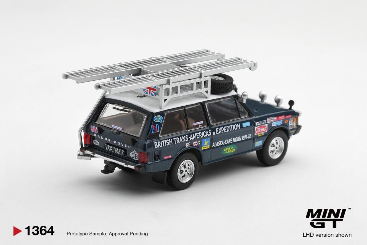 Mini GT 1:64 Range Rover 1971 British Trans-Americas Expedition (VXC-765K) #1364