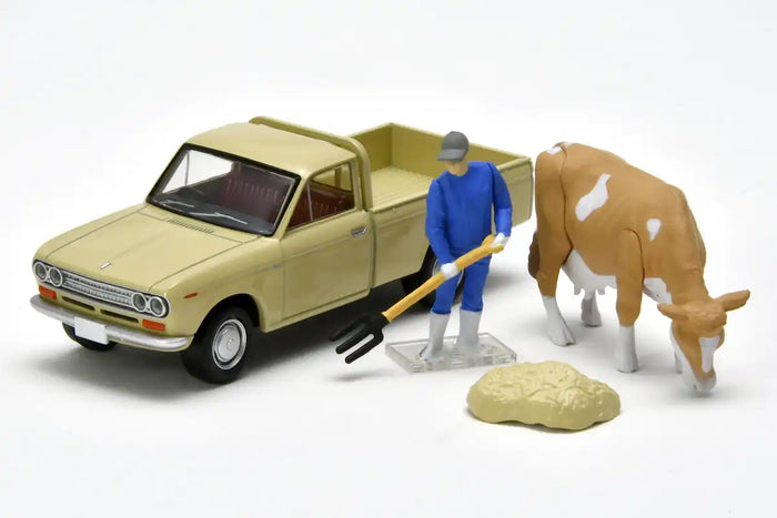 Tomica Limited Vintage 1:64 Datsun 1300 Truck Light Brown with Figure