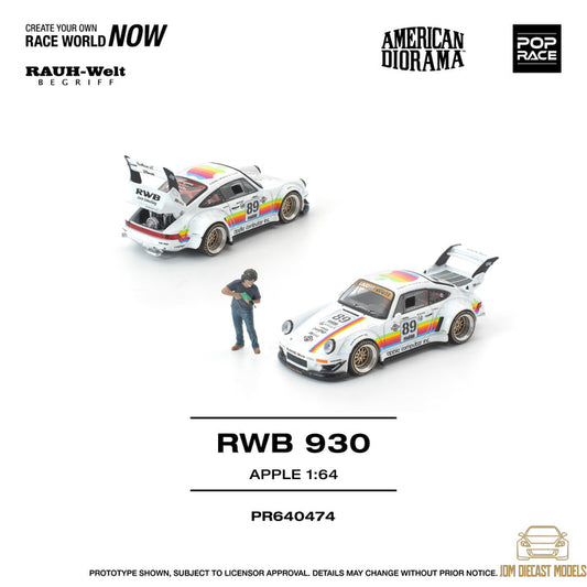 Pop Race x American Diorama 1:64 RWB 930 Apple With AKIRA NAKAI Figure