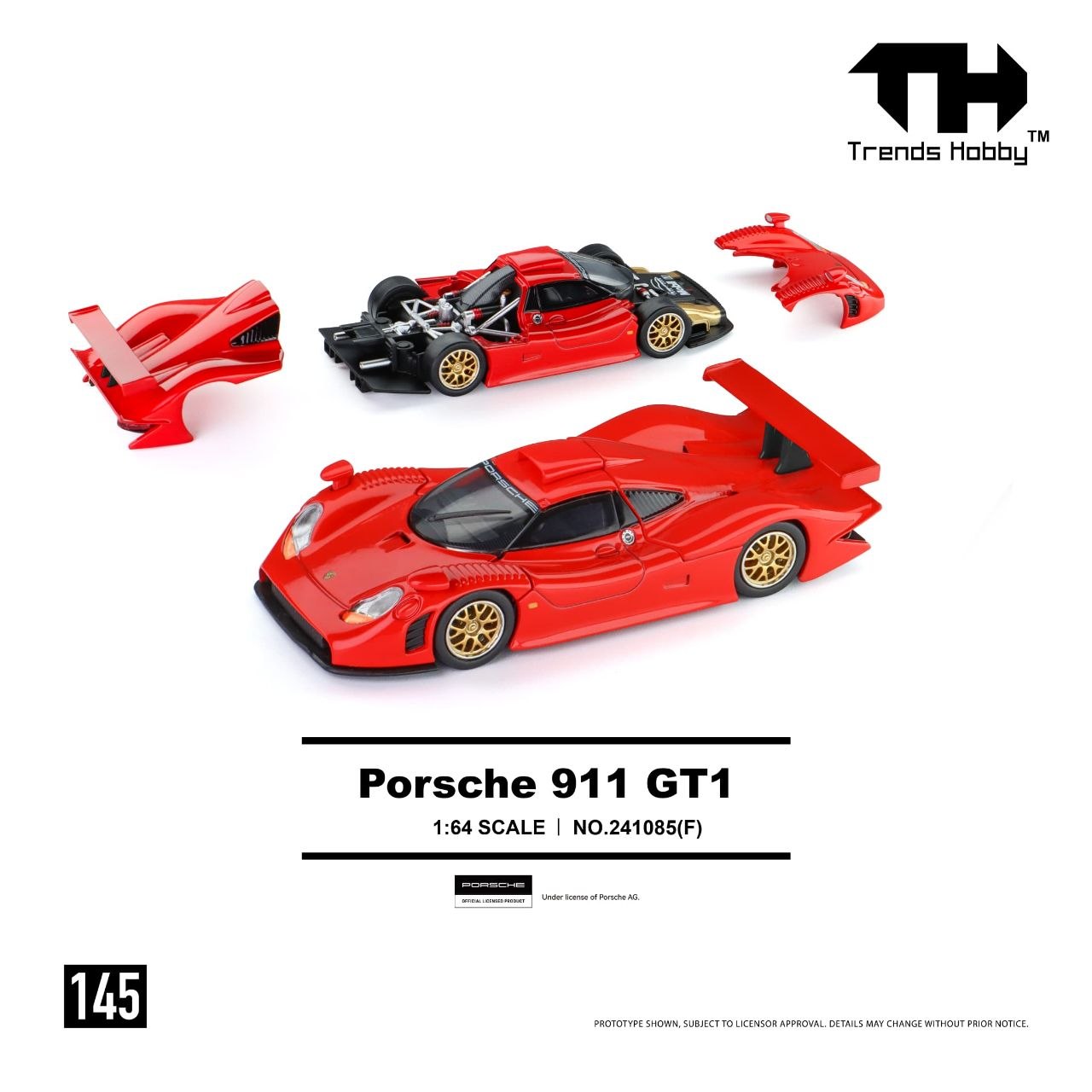 Trends Hobby 1:64 Porsche 911 GT1 Red