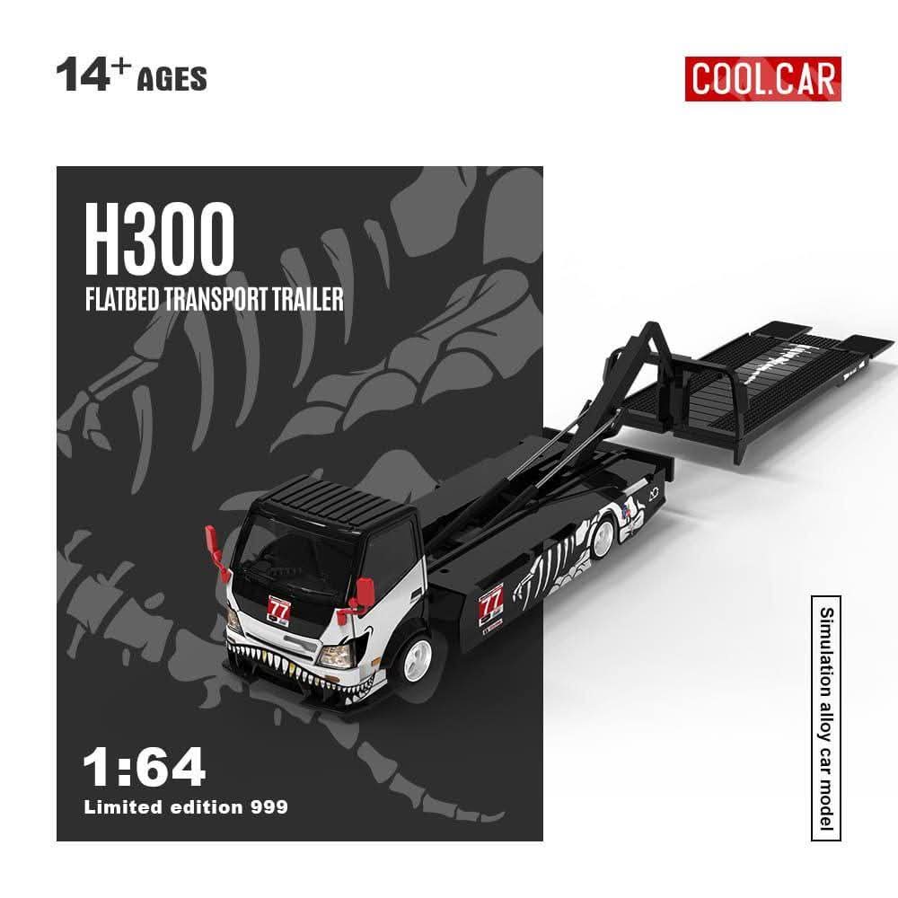 Cool Car 1:64 H300 Flatbed Transport Trailer Skeleton Rexy #77 Alloy Diecast